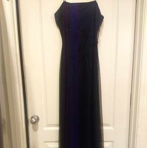 Dresses & Skirts - Full length navy gown with flower beading